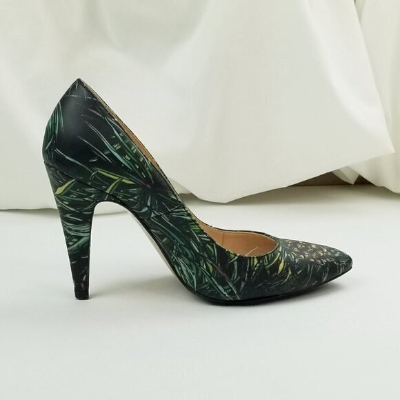 Zara Woman Size 37 (US 7-7.5) Pineapple Floral Slip On Pointed Toe Women's Pumps - Picture 2 of 12